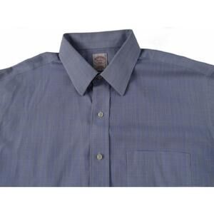 Brooks Brothers 346 Men's Non Iron Button Up Blue Plaid Shirt - 16.5-6/7
